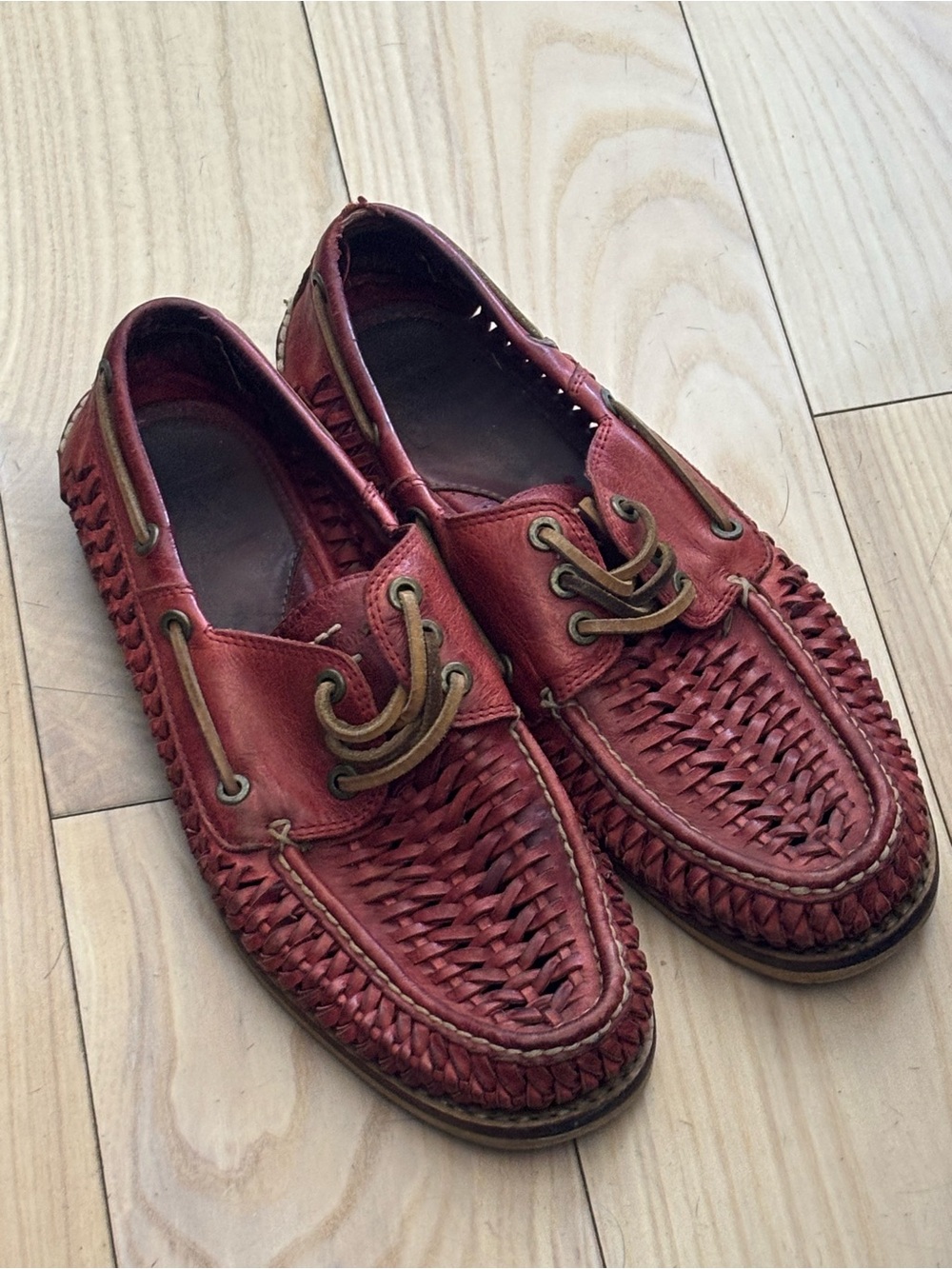 Frye Sully Men's Woven Leather Loafers - Red 9